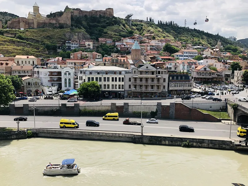Old Tbilisi with Narikala Fortress and the cable car above the Mtkvari River